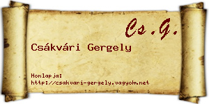 Csákvári Gergely névjegykártya